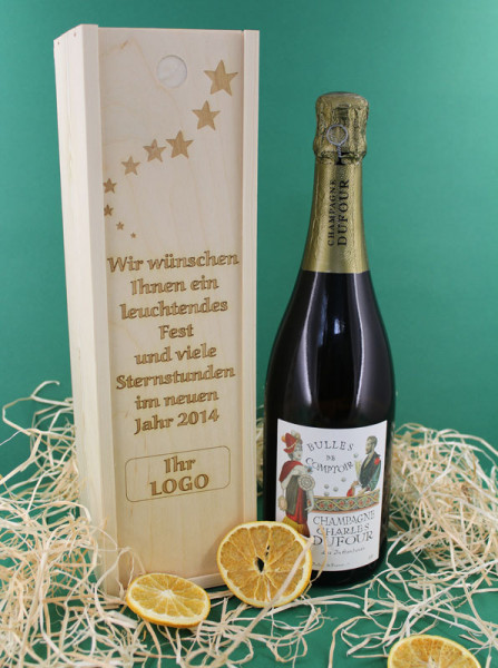 Champagner Präsent mit Firmenlogo