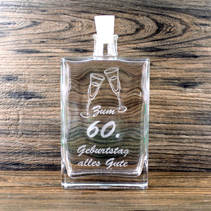 Flasche zum 60. Geburtstag Flaschen Gravur Siegburger Destille