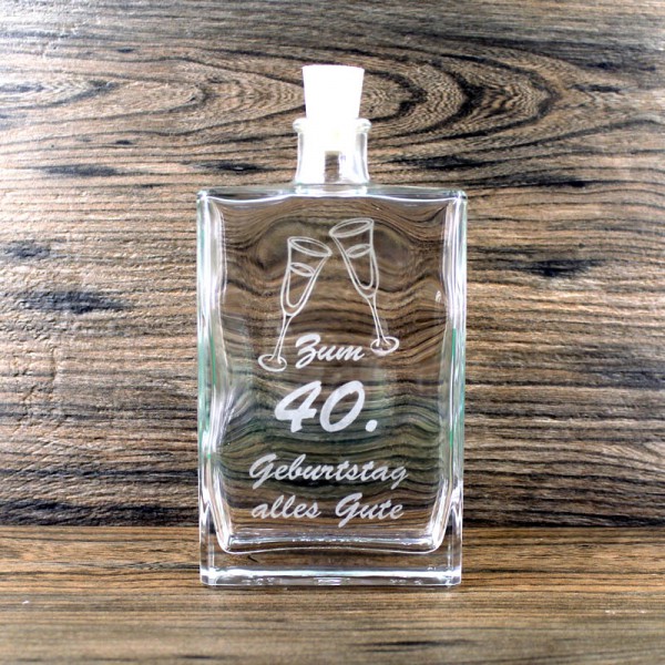 Flasche zum 40. Geburtstag Flaschen Gravur Siegburger Destille geschmackvolle Geschenke